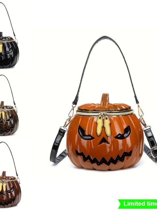 Handbags - Halloween Pumpkin Jack O Lantern Purse with Adjustable Strap PVC Party Bag
